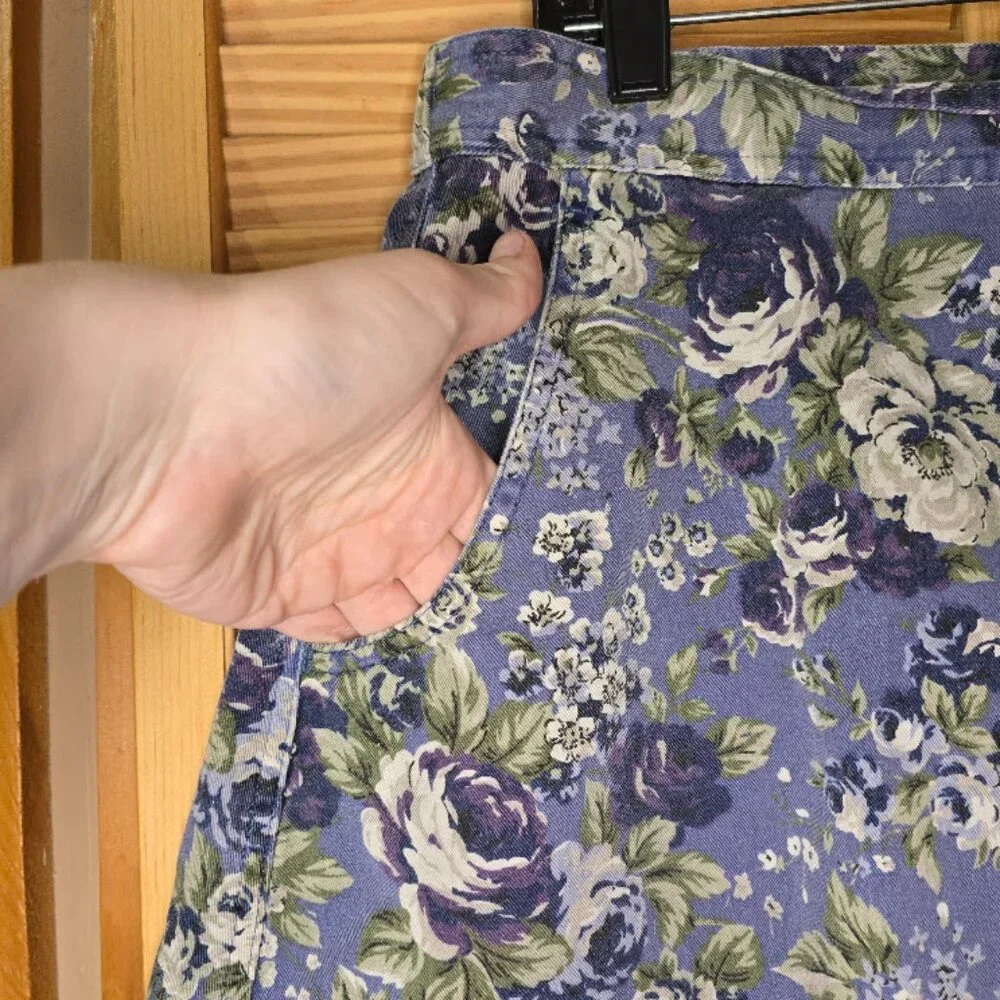 Hunt Club Vintage Denim Midi Floral Skirt, Size 16
